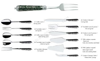 Salad serving fork in sterling silver - Ercuis